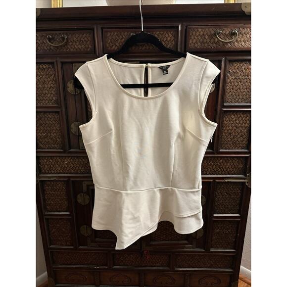 Ann Taylor Women’s Top Peplum Scoop Neck Sleeveless Fitted Tank‎ Vest Sz MP - Picture 1 of 8